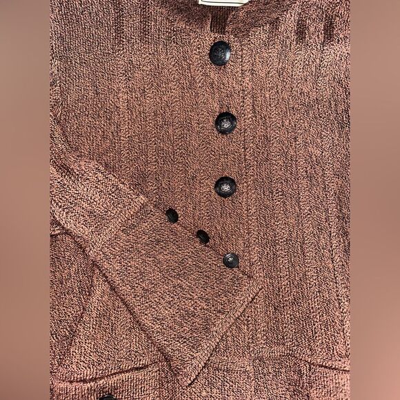 San Remo By Laura Knits Vintage Marled Knit Embossed Button Cardigan Size M - Picture 9 of 12